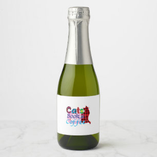 Cat Art Cats Books Coffee_2 Sparkling Wine Label