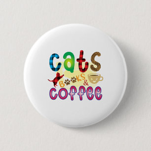 Cat Art Cats Books Coffee 6 Cm Round Badge
