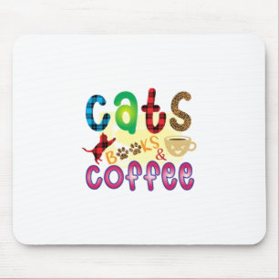 Cat Art Cats Books Coffee Mouse Pad
