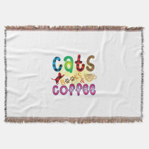 Cat Art Cats Books Coffee Throw Blanket