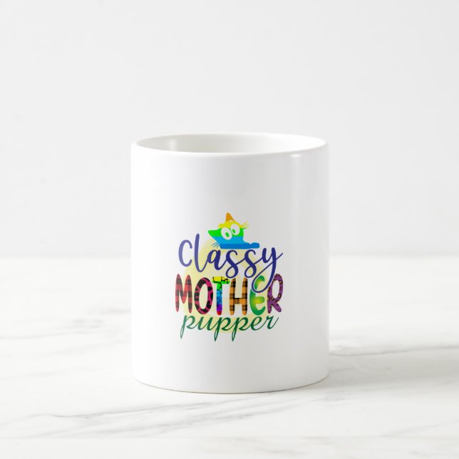 Cat Art Classy Mother Pupper Coffee Mug (Center)