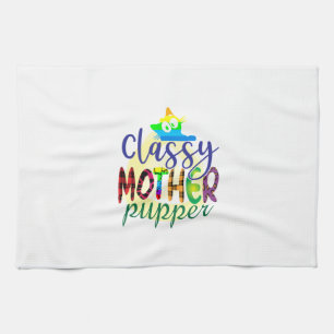 Cat Art Classy Mother Pupper Tea Towel
