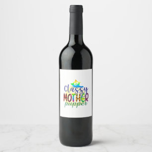 Cat Art Classy Mother Pupper Wine Label