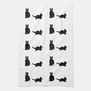 Cat Art Cute Black Cats Tea Towel