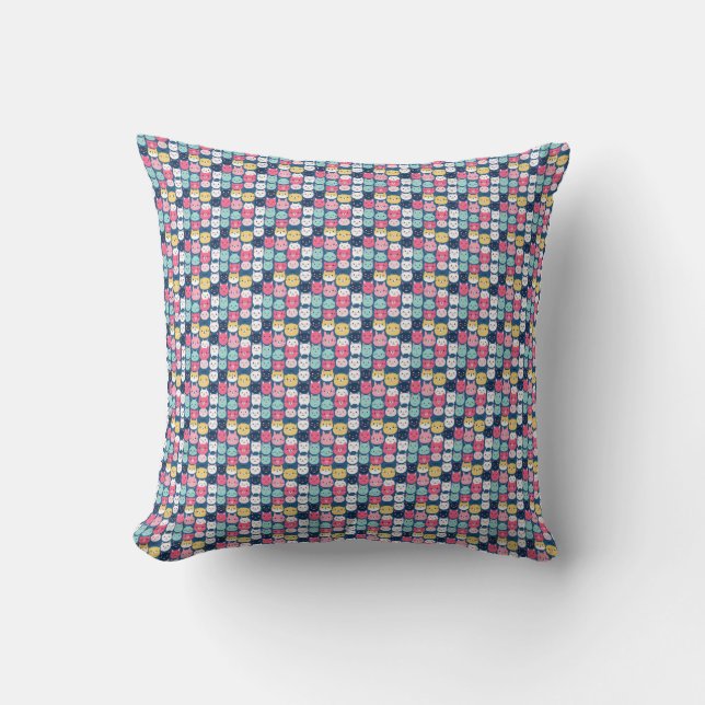 Cat Art | Cute Cat Faces Cushion (Front)