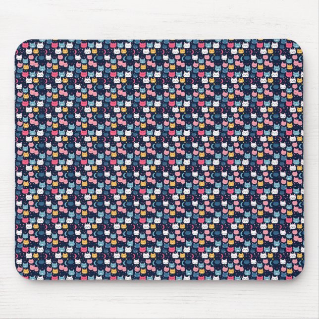 Cat Art | Cute Cat Faces Mouse Pad (Front)