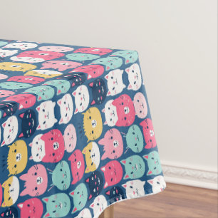Cat Art   Cute Cat Faces Tablecloth