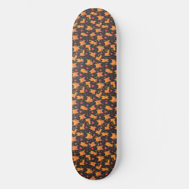 Cat Art | Cute Cat Pattern Childish Skateboard (Front)