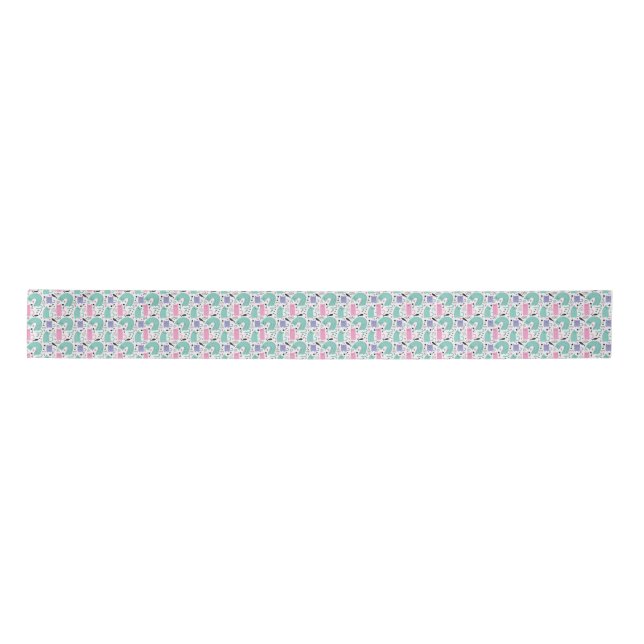 Cat Art | Cute Cat Rainbows Satin Ribbon (Front)