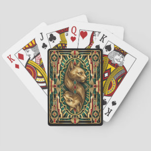 Cat, Art Deco Wildlife Playing Cards