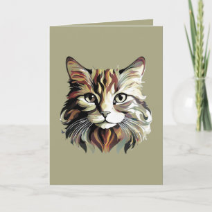 Cat Art Design Greetings Card