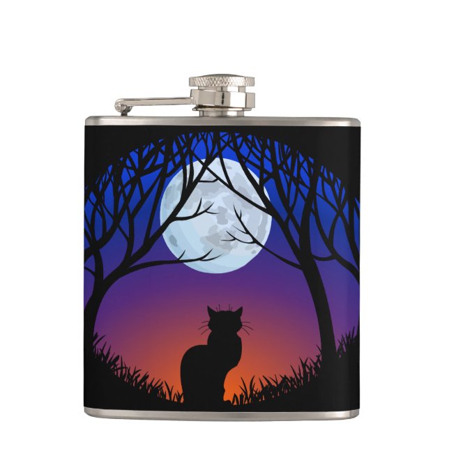 Cat Art Flask Custom Cat Lover Drink Flasks & Gift (Front)