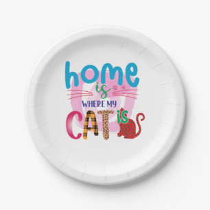Cat Art Home Is Where My Cat Is Paper Plate