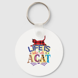 Cat Art Life Is Better With A Cat Key Ring