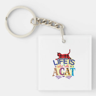 Cat Art Life Is Better With A Cat Key Ring