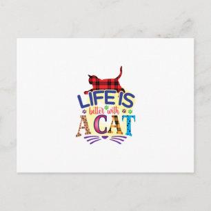 Cat Art Life Is Better With A Cat Postcard