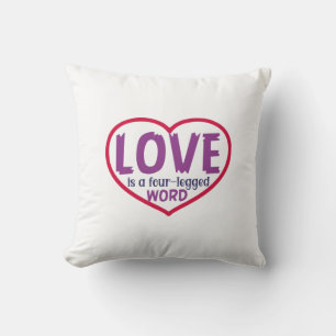 Cat Art Love Is A Four-Legged Word Cushion