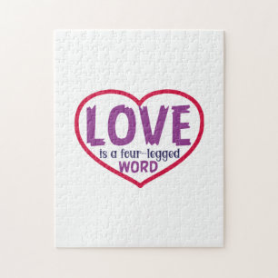 Cat Art Love Is A Four-Legged Word Jigsaw Puzzle