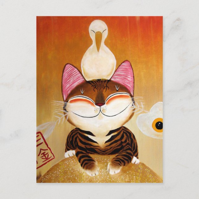 cat art - metal (5 elements) postcard (Front)