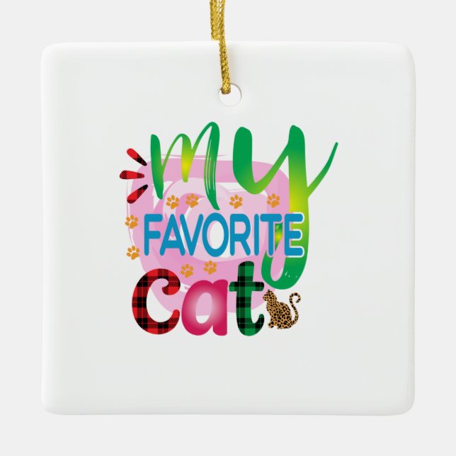 Cat Art My Favourite Cat Ceramic Ornament (Front)