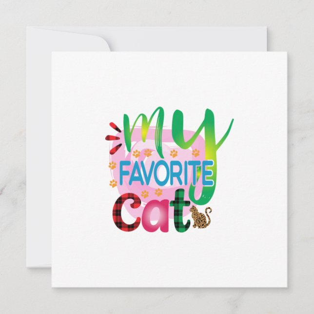 Cat Art My Favourite Cat Invitation (Front)