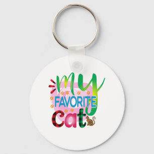 Cat Art My Favourite Cat Key Ring