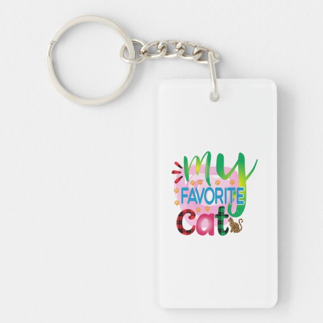 Cat Art My Favourite Cat Key Ring (Front)