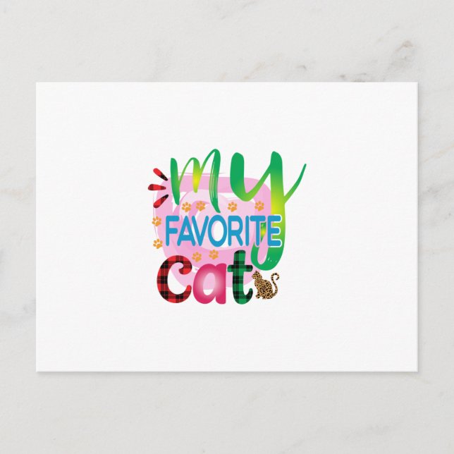 Cat Art My Favourite Cat Postcard (Front)