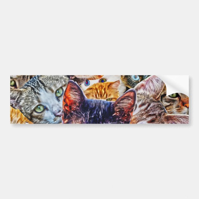 Cat Art Pattern Bumper Sticker (Front)