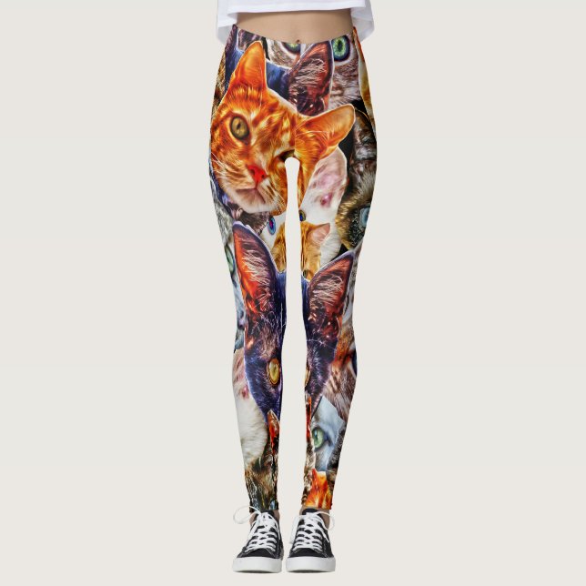Cat Art Pattern Leggings (Front)