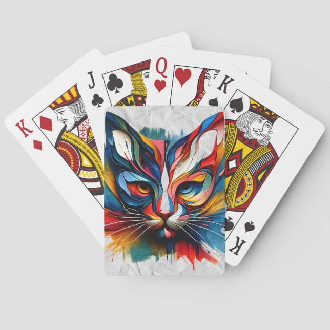 Cat Art Playing Cards – Bold & Colourful Feline (Back)