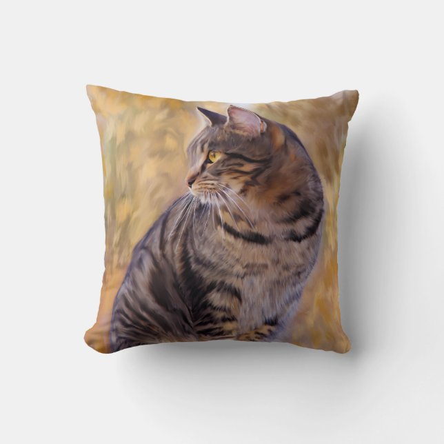 Cat Art Portrait Cushion (Front)