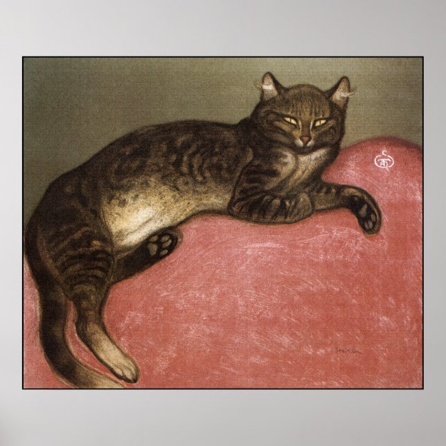Cat Art Poster/Print: Stretched Cat by Steinlen Poster (Front)