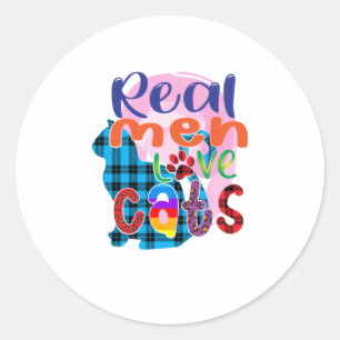 Cat Art Real Men Love Cats Classic Round Sticker