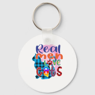 Cat Art Real Men Love Cats Key Ring