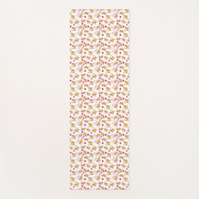 Cat Artwork | Cute Cat Valentine Yoga Mat (Front)