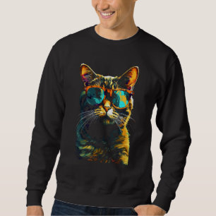 Cat Artwork  Sunglasses Animal Cat Sweatshirt