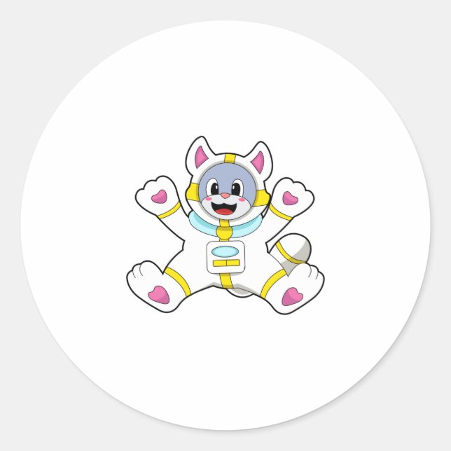 Cat as Astronaut in Costume Classic Round Sticker (Front)