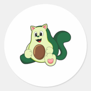 Cat as Avocado Classic Round Sticker