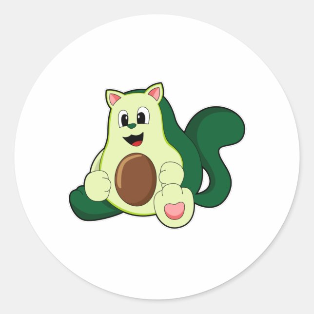 Cat as Avocado Classic Round Sticker (Front)