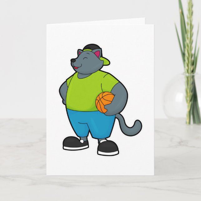 Cat as Basketball player with Basketball Card (Front)