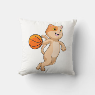 Cat as Basketball player with Basketball Cushion