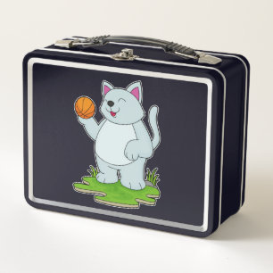 Cat as Basketball player with Basketball Metal Lunch Box