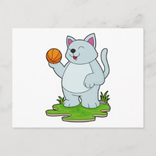 Cat as Basketball player with Basketball Postcard