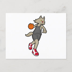 Cat as Basketball player with Basketball Postcard