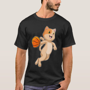 Cat as Basketball player with Basketball T-Shirt
