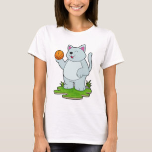Cat as Basketball player with Basketball T-Shirt