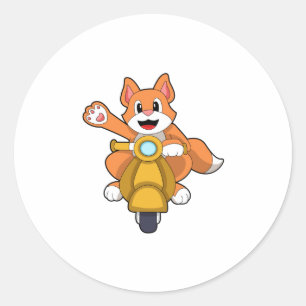 Cat as Biker with Scooter.PNG Classic Round Sticker