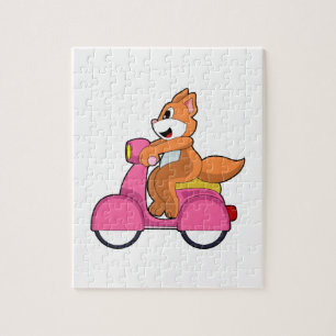 Cat as Biker with Scooter.PNG Jigsaw Puzzle