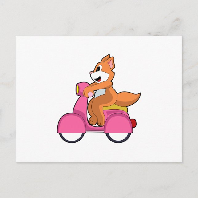Cat as Biker with Scooter.PNG Postcard (Front)